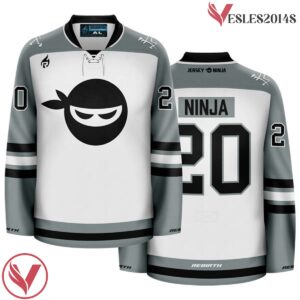 Jersey Ninja Classic Logo Hockey Jersey - GreyWhite - Vesles2014S