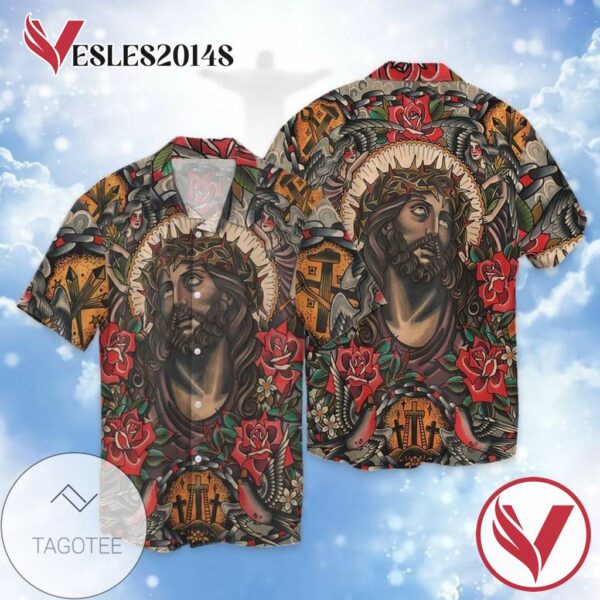 Jesus Art For Men And Women Graphic Print Short Sleeve Hawaiian Casual Shirt Vesles2014S 1