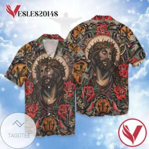 Jesus Art For Men And Women Graphic Print Short Sleeve Hawaiian Casual Shirt Vesles2014S