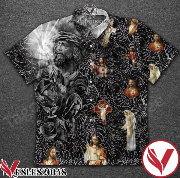 Jesus Black Leaf And Rose Hawaiian Shirt, Unique Gifts For Friends - Vesles2014S 1