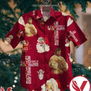 Jesus Hug Lamb And Santa Claus Christmas Red Hawaiian Shirt, Unique Gifts For Friends - Vesles2014S 1
