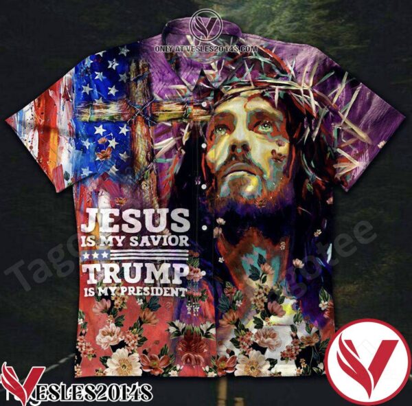 Jesus Is My Savior Trump Is My President Hawaiian Shirt, Unique Gifts For Friends - Vesles2014S 1