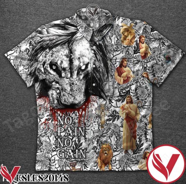 Jesus Lion No Pain No Gain Hawaiian Shirt, Unique Gifts For Friends - Vesles2014S 1