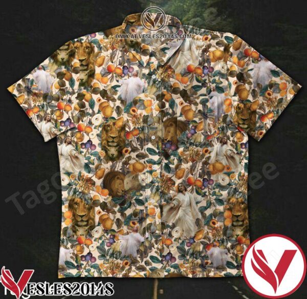 Jesus Lion Vintage Fruit Pattern Hawaiian Shirt, Unique Gifts For Friends - Vesles2014S 1