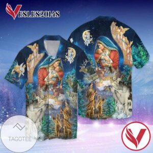 Jesus love baby Print Short Sleeve Hawaiian Casual Shirt Vesles2014S 1