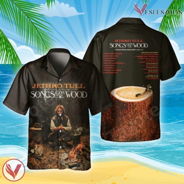 Jethro Tull Songs From The Wood Studio Album Cover Hawaiian Shirt, Unique Gifts For Music Lovers Vesles2014S