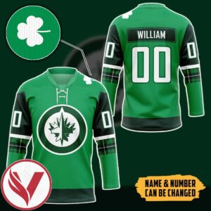 Jets St. Patrick's Day Custom Name Custom Number Hockey Jersey, Trending Gifts For Fans - Vesles2014s 1