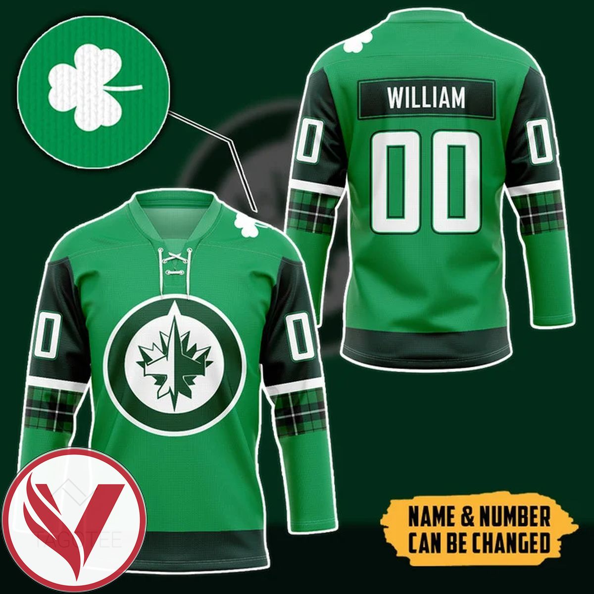 Jets St. Patrick's Day Custom Name Custom Number Hockey Jersey, Trending Gifts For Fans - Vesles2014s 1