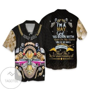 Jewelry May Girl I Am may Girl Was Born With Heart On My Sleeve Fire In My Soul Graphic Print Short Sleeve Hawaiian Casual Shirt Vesles2014S 1
