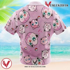 Jigglypuff Pattern Pokemon Hawaiian Button Up Shirt, Perfect Gifts For Anime Lovers - Vesles2014S 1