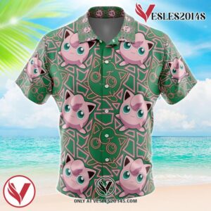 Jigglypuff  Pokemon Hawaiian Button Up Shirt, Perfect Gifts For Anime Lovers - Vesles2014S