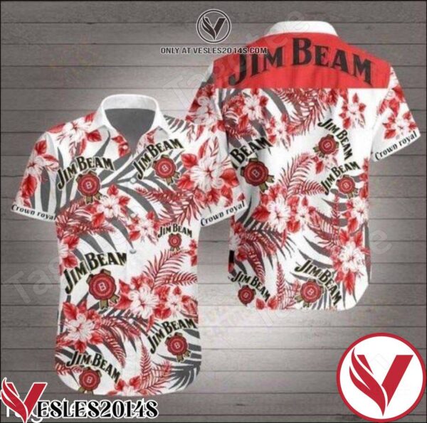Jim Beam Red Tropical Floral White Hawaiian Shirt, Unique Gifts For Friends - Vesles2014S 1