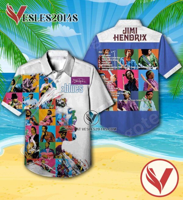 Jimi Hendrix Blues Compilation Album Cover Hawaiian Shirt, Unique Gifts For Music Lovers - Vesles2014S
