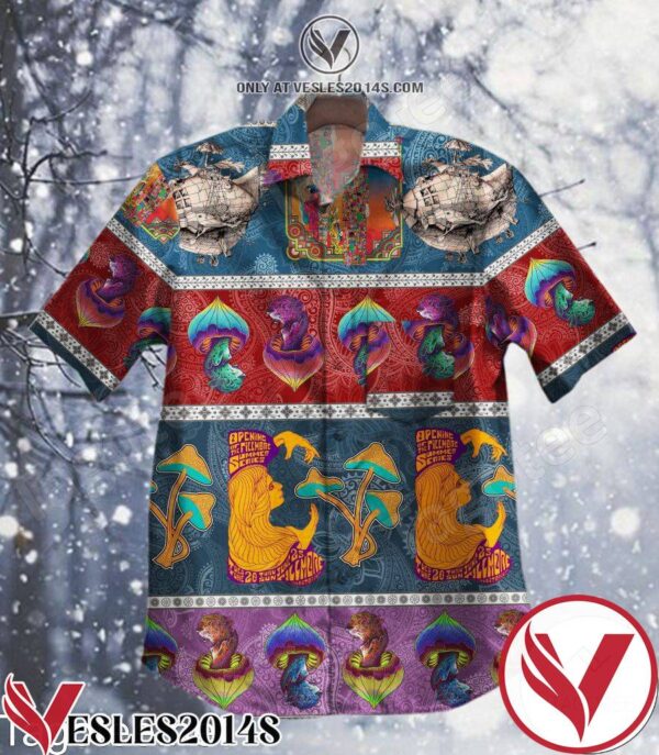 Jimi Hendrix Experience – Jefferson Airplane Mushrooms Hawaiian Shirt, Unique Gifts For Friends - Vesles2014S 1