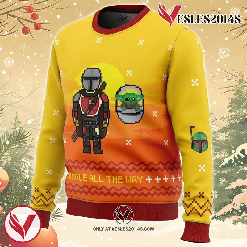 Jingle All The Way Mandalorian Ugly Christmas Sweater, Unique Christmas Gift For Fans - Vesles2014S 1