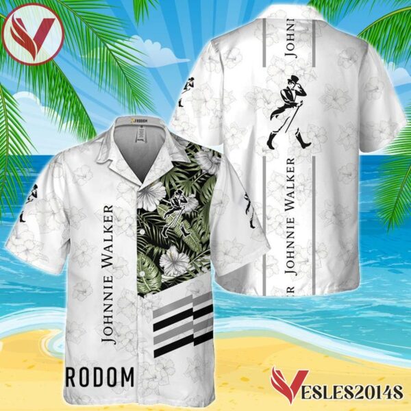 Johnnie Walker White Tropical Flower Hawaiian Shirt, Best Summer Gifts For Fans - Vesles2014S