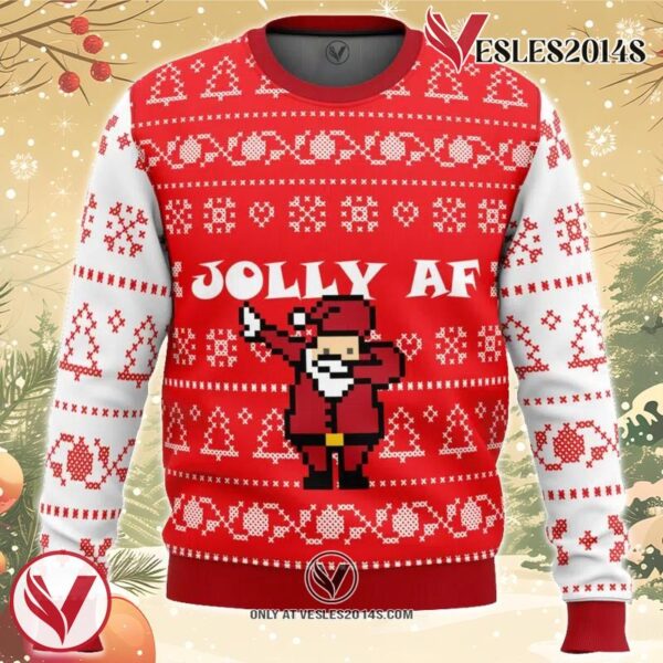 Jolly AF Ugly Christmas Sweater, Unique Christmas Gift For Fans - Vesles2014S