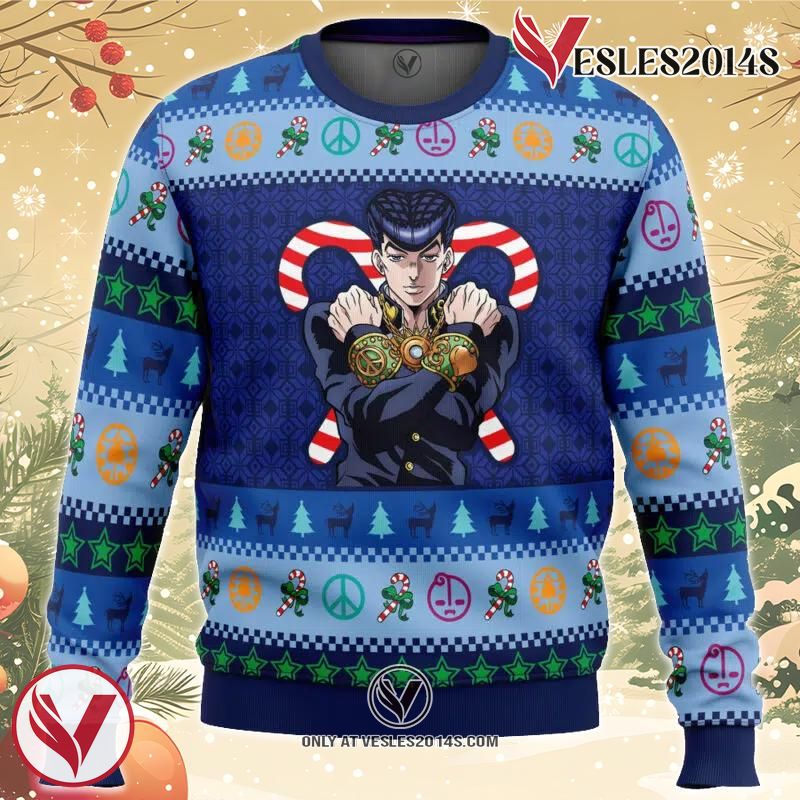 Josuke Higashikata Jojo’s Bizarre Adventure Ugly Christmas Sweater, Unique Christmas Gift For Fans - Vesles2014S