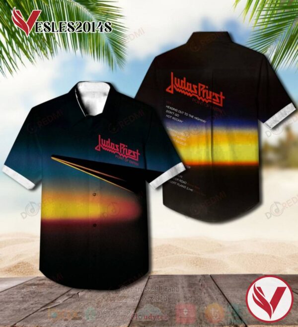 Judas Priest Point of Entry Black Album Hawaiian Shirt, Best Gift For Music Lovers Vesles2014S