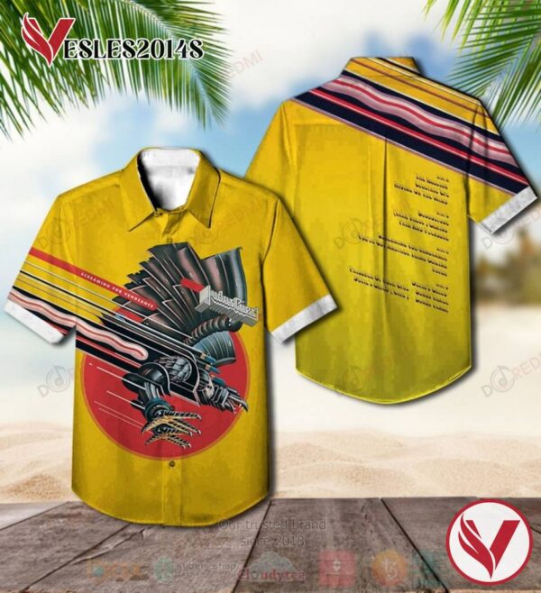 Judas Priest screaming for vengeance Yellow Album Hawaiian Shirt, Best Gift For Music Lovers Vesles2014S