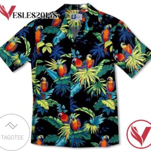 Jungle Parrot For men And Women Graphic Print Short Sleeve Hawaiian Casual Shirt Vesles2014S