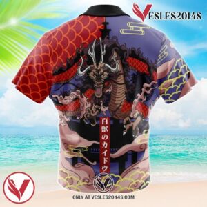 Kaido Pattern One Piece Hawaiian Button Up Shirt, Perfect Gifts For Anime Lovers - Vesles2014S