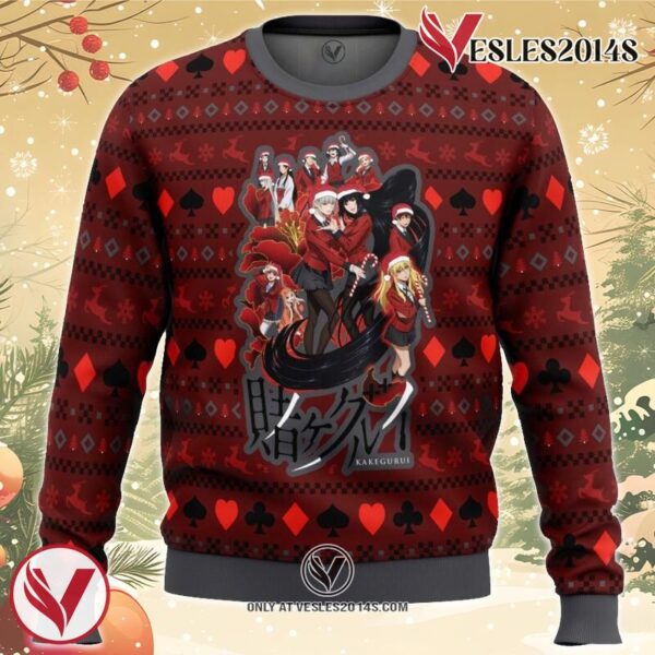 Kakegurui Hyakkaou Private Academy Ugly Christmas Sweater, Unique Christmas Gift For Fans - Vesles2014S