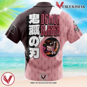 Kamado Nezuko Demon Slayer Hawaiian Button Up Shirt, Perfect Gifts For Anime Lovers - Vesles2014S 1
