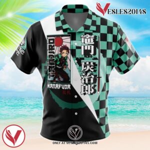 Kamado Tanjiro Demon Slayer Hawaiian Button Up Shirt, Perfect Gifts For Anime Lovers - Vesles2014S