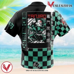 Kamado Tanjiro Haori Demon Slayer Hawaiian Button Up Shirt, Perfect Gifts For Anime Lovers - Vesles2014S 1