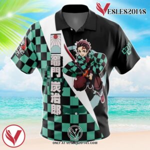 Kamado Tanjiro Haori Demon Slayer Hawaiian Button Up Shirt, Perfect Gifts For Anime Lovers - Vesles2014S