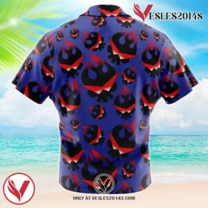 Kamina’s Great Flaming Skull Tengen Toppa Gurren Lagann Hawaiian Button Up Shirt, Perfect Gifts For Anime Lovers - Vesles2014S 1