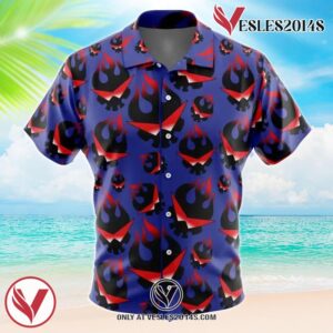 Kamina’s Great Flaming Skull Tengen Toppa Gurren Lagann Hawaiian Button Up Shirt, Perfect Gifts For Anime Lovers - Vesles2014S