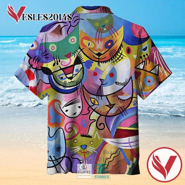 Kandinsky's Cats Canvas Print Casual Hawaiian Shirt, Best Gifts For Summer Vesles2014S 2