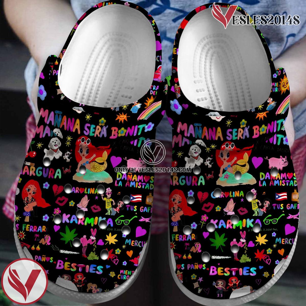 Karol G Music mañana será bonito Crocs Crocband Clogs Shoes, Unique Gifts For Fans Style 5 - Vesles2014S