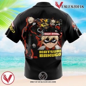 Katsuki Bakugo My Hero Academia Hawaiian Button Up Shirt, Perfect Gifts For Anime Lovers - Vesles2014S 1