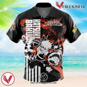 Katsuki Bakugo My Hero Academia Hawaiian Button Up Shirt, Perfect Gifts For Anime Lovers - Vesles2014S