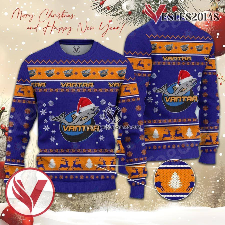 Kiekko-Vantaa Sport Ugly Christmas Sweater, Unique Gifts For Fans - Vesles2014aS 1