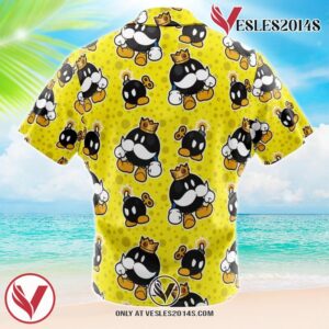 King Bob Omb Mario Bros Hawaiian Button Up Shirt, Perfect Gifts For Anime Lovers - Vesles2014S 1