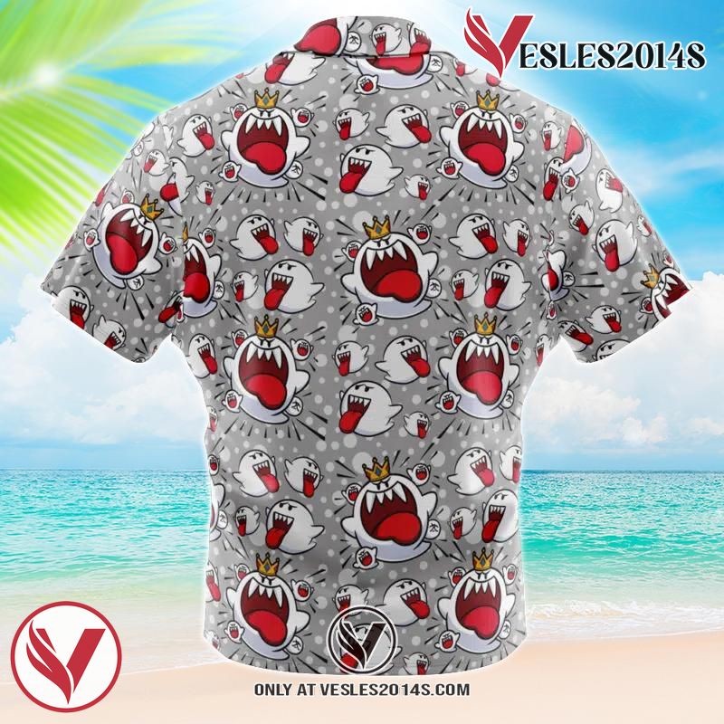 King Boo and Boo Ghosts Mario Bros Hawaiian Button Up Shirt, Perfect Gifts For Anime Lovers - Vesles2014S 1