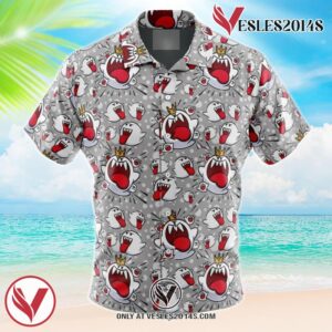 King Boo and Boo Ghosts Mario Bros Hawaiian Button Up Shirt, Perfect Gifts For Anime Lovers - Vesles2014S
