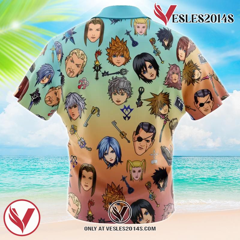 Kingdom Hearts Pattern Hawaiian Button Up Shirt, Perfect Gifts For Anime Lovers - Vesles2014S 1