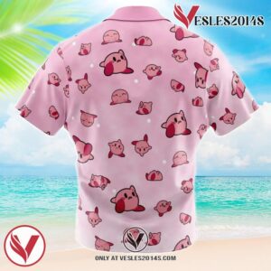 Kirby Pattern Hawaiian Button Up Shirt, Perfect Gifts For Anime Lovers - Vesles2014S 1