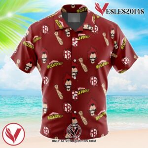 Kirishima Red Riot My Hero Academia Hawaiian Button Up Shirt, Perfect Gifts For Anime Lovers - Vesles2014S
