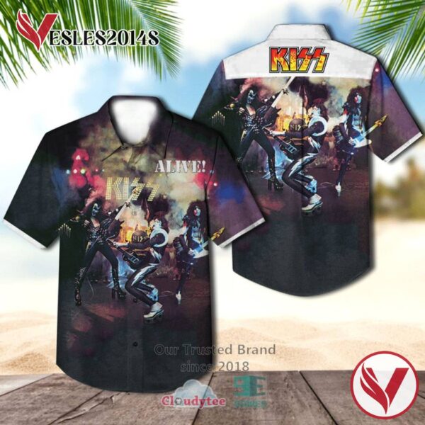 Kiss Band Alive Album Hawaiian Shirt, Best Gift For Music Lovers Vesles2014S