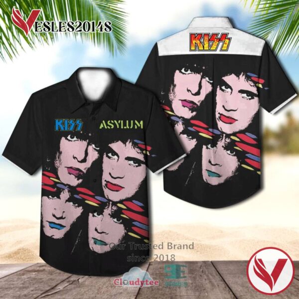 Kiss Band Asylum Album Hawaiian Shirt, Best Gift For Music Lovers Vesles2014S
