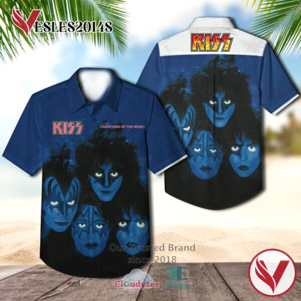 Kiss Band Creatures Of The Night Album Hawaiian Shirt, Best Gift For Music Lovers Vesles2014S
