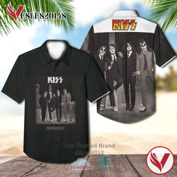 Kiss Band Dressed To Kill Album Hawaiian Shirt, Best Gift For Music Lovers Vesles2014S