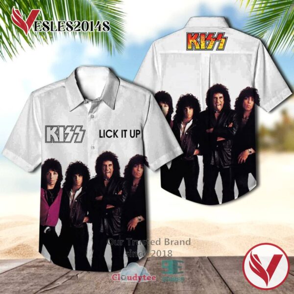 Kiss Band Lick it up Album Hawaiian Shirt, Best Gift For Music Lovers Vesles2014S