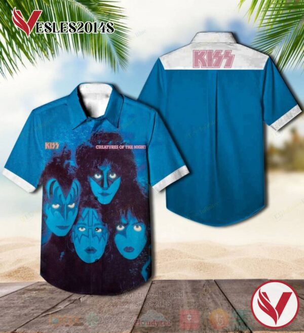 Kiss Creatures of the Night Blue Album Hawaiian Shirt, Best Gift For Music Lovers Vesles2014S